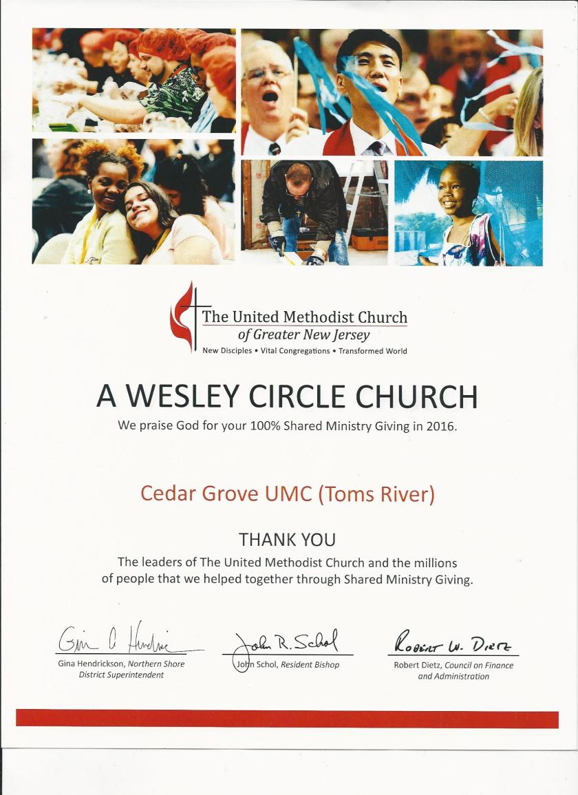 Cedar Grove Certificate 1